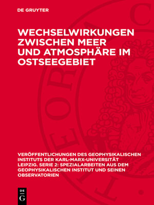cover image of Wechselwirkungen zwischen Meer und Atmosphäre im Ostseegebiet
